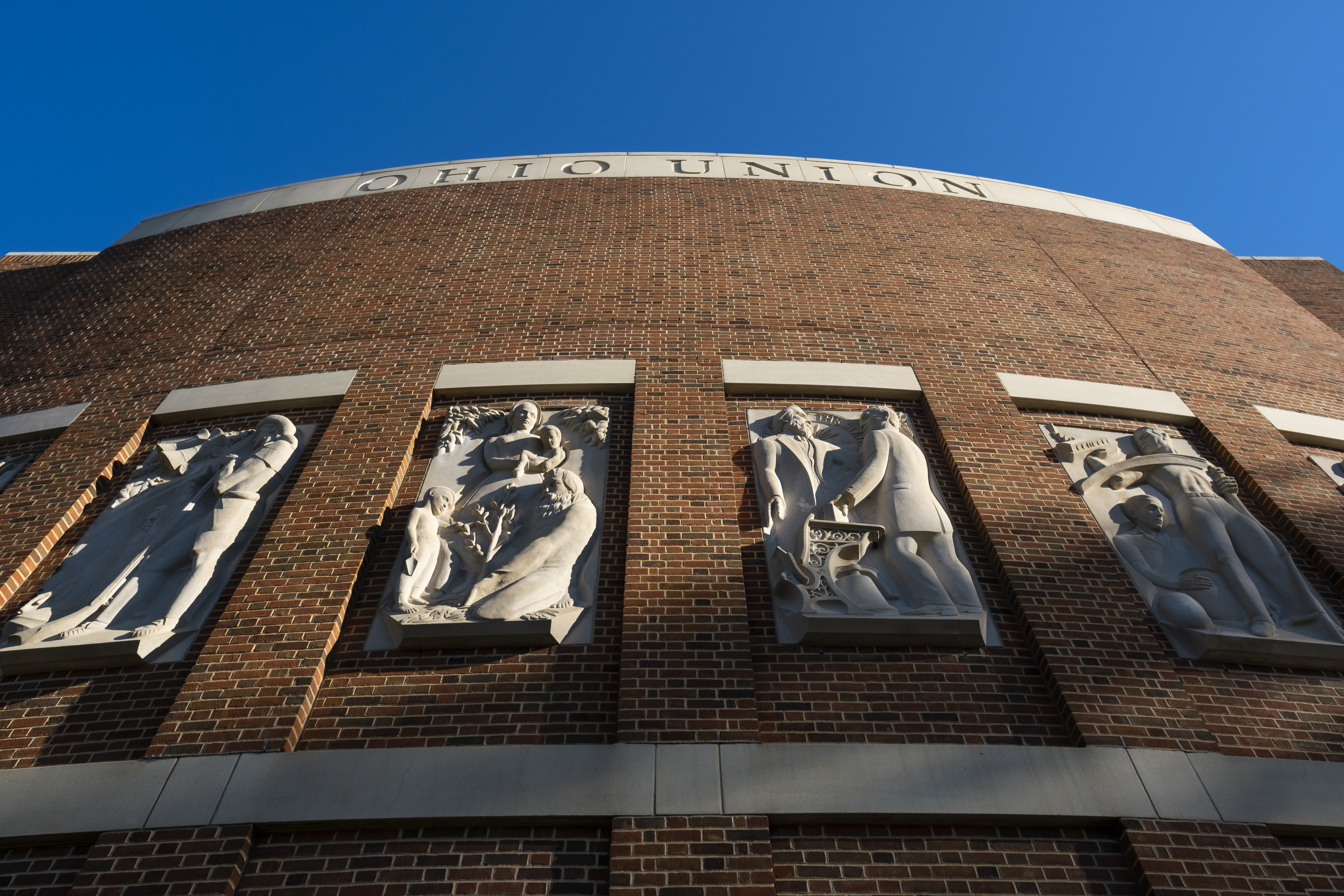 Outdoor architecture, design and branding details at Ohio Union.