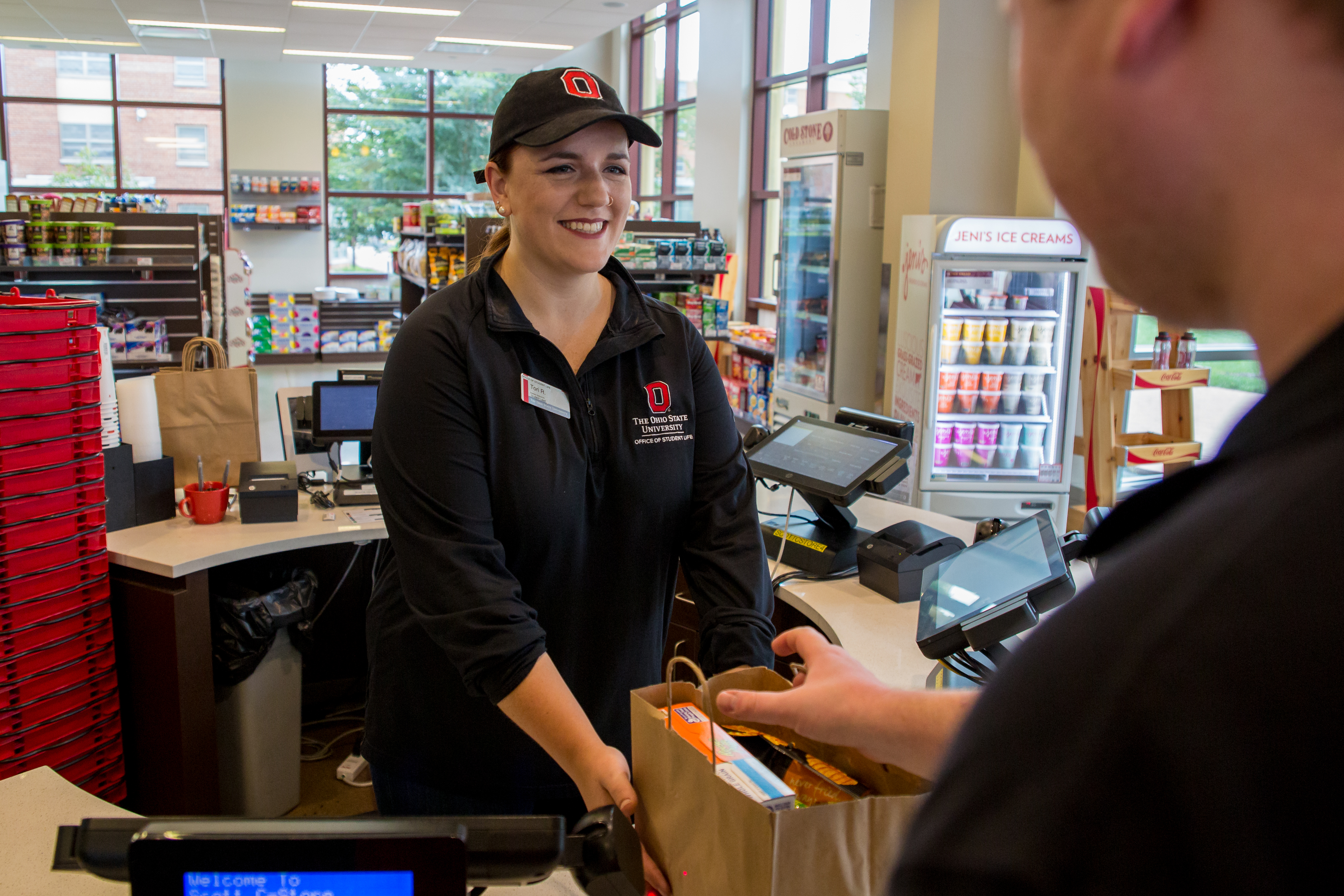 Students working in Dining Services