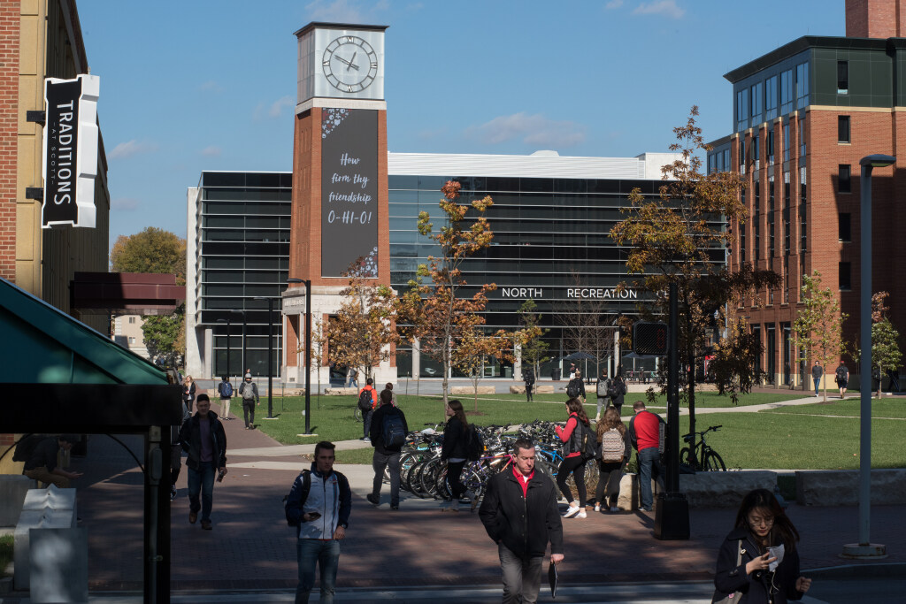 View of North Campus with the Traditions at Scott, the Davis Tower and the North Rec Center