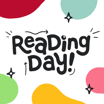 Reading Day! in text with various color shapes around the design.