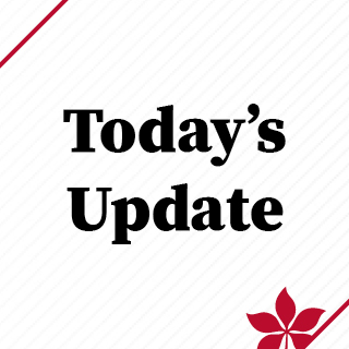 Today's Update in text with a buckeye leaf in the lower right corner